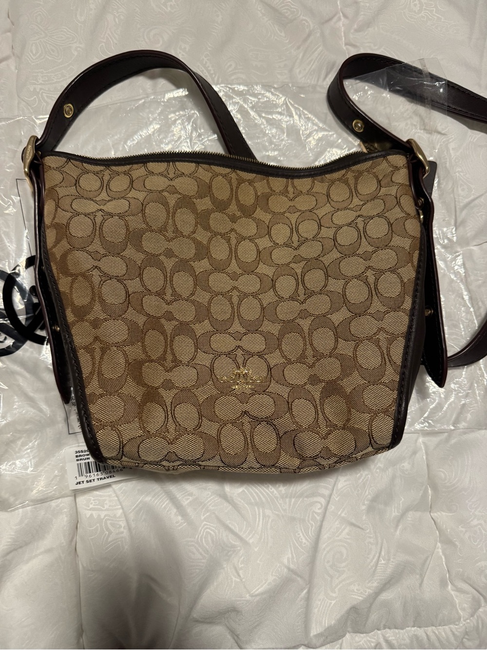 Coach Khaki Brown Signature Canvas Shoulder Bag